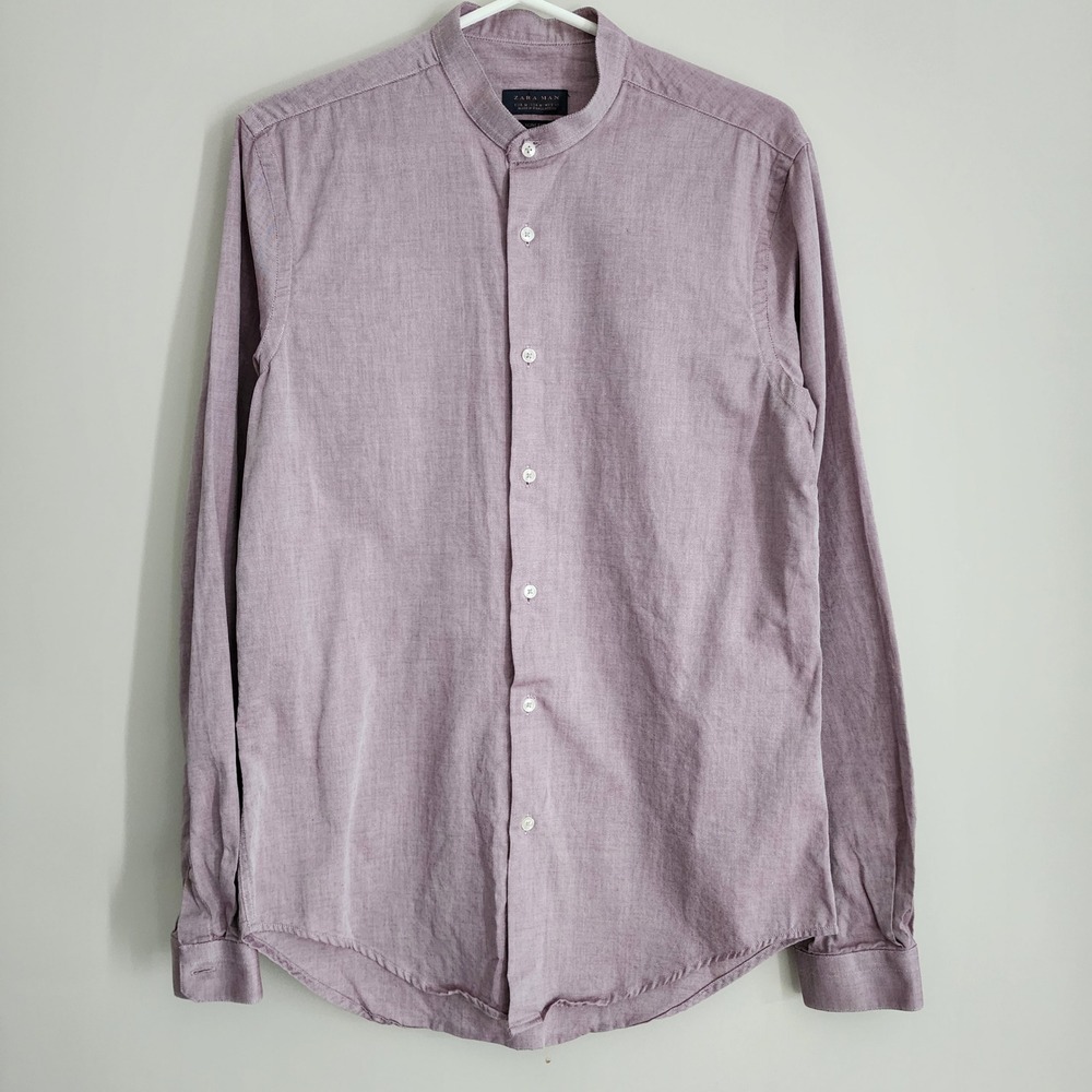 Zara Man Shirt Mens Medium Slim Fit Long Sleeve Cotton Grad Wedding Event Formal
